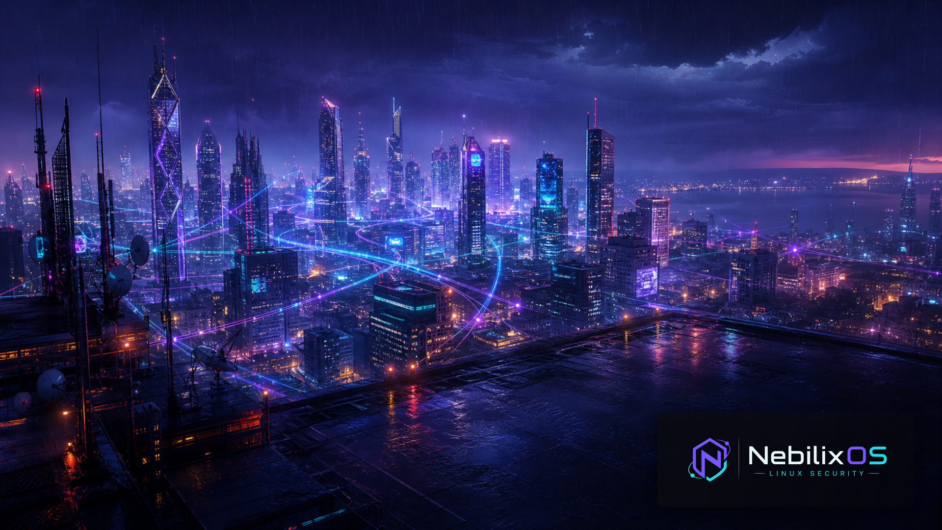 Wallpaper NebilixOS Cyberpunk Operations